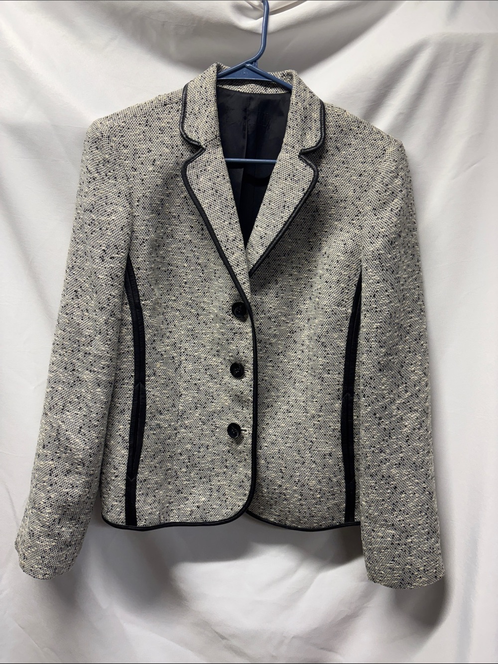 Tailored Tweed Blazer Jacket - Black & White